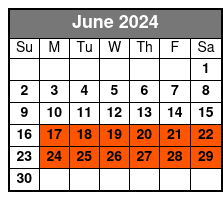 Canopy Zip Line Tour June Schedule