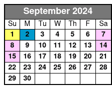 Water Country USA Fun Card September Schedule