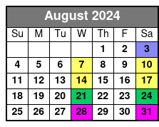 Sunset Cruise August Schedule