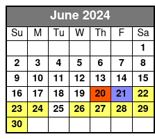 4 Hr Single Kayak Rental June Schedule
