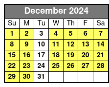 4 Hr Paddle Board Rental December Schedule