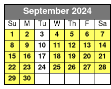 4 Hr Tandem Kayak Rental September Schedule