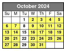 4 Hr Tandem Kayak Rental October Schedule