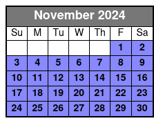 Paddleboard (1 Person) November Schedule