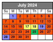 Space Coast 1 Hour July Schedule