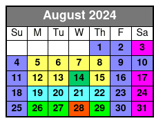 SeaWorld Single Day Ticket August Schedule