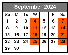 Oak Alley & Large Airboat September Schedule