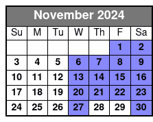 Laura Plantation November Schedule