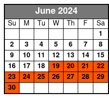 7:00pm Departure June Schedule