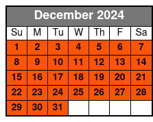 7:00pm Departure December Schedule