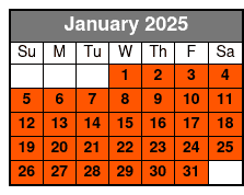 7pm Public Tour Departure January Schedule