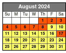 1/2 Hour Jet Ski Rental August Schedule