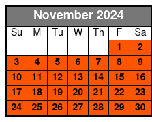 Paddle Board Rental November Schedule