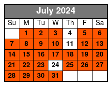 All Day Kayak Rental July Schedule