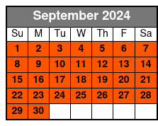 All Day Kayak Rental September Schedule