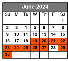 1 Hour Paddle Board Self Guide June Schedule