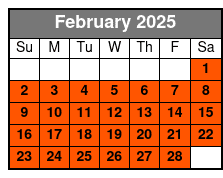 Sit on Top Kayak February Schedule