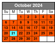 4 Hr Boat Tour October Schedule