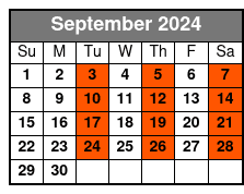 Calypso Breeze Daytime Tropical Buffet September Schedule