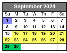 Sunset Sailing September Schedule