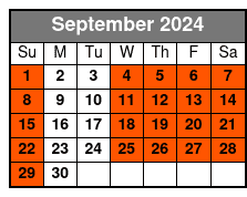 1-Hour of Axe-Throwing September Schedule