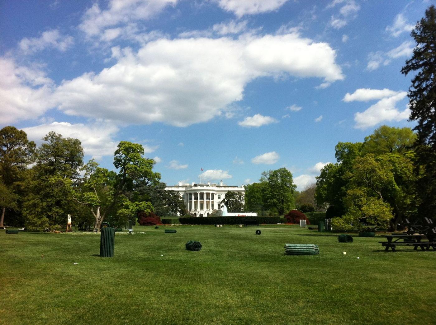 April 10 2012, blue sky and fluffy white clouds over DC