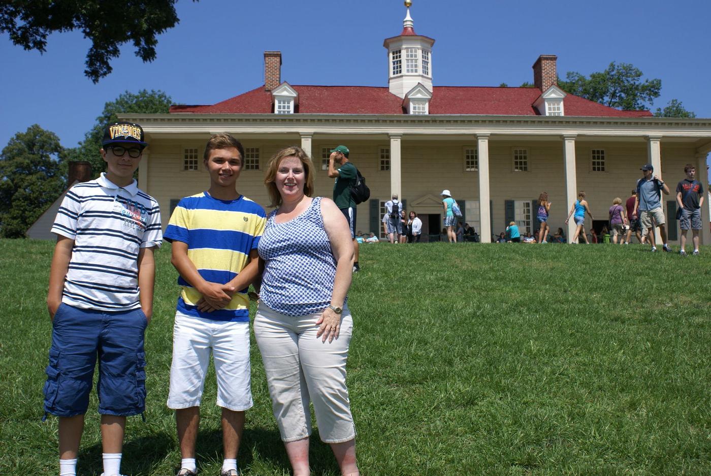 Wife and kids on the lawn at Mr. Vernon