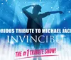 The image is a promotional poster for a tribute show to Michael Jackson called Invincible claiming to be the 1 Tribute Show scheduled for Saturday June 15