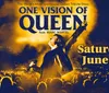 The image is a promotional poster for One Vision of Queen a Queen tribute show featuring Marc Martel scheduled for Saturday June 22
