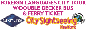 Foreign Languages City Tour w/Double Decker Bus & Ferry Ticket