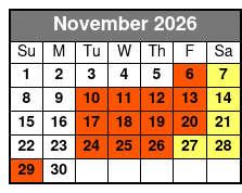 Showboat Branson Belle Lunch & Dinner Cruises November Schedule