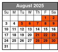 Smoke On The Mountain August Schedule