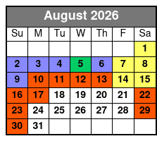 White Water Branson MO August Schedule