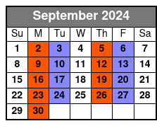 Dustin Tavella, Now I See Regular Seating September Schedule
