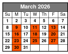 Comedy Bash Dinner Show March Schedule