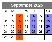 Spirit of America September Schedule