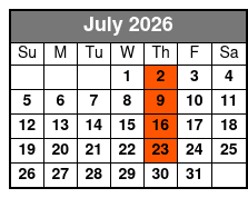 Elvis Aloha from Hawaii Show  July Schedule