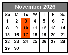 Elvis Aloha from Hawaii Show  November Schedule