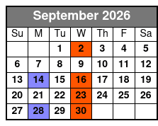 A Neil Diamond Tribute September Schedule