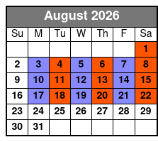 SIX Branson August Schedule