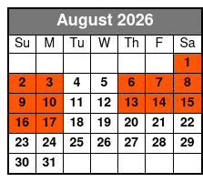 The Magic of Taylor Reed Show Only  August Schedule