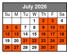 The Magic of Taylor Reed Dinner Show  July Schedule