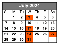 Man in Black Standard Seating July Schedule