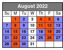 Legends in Concert Standard Seating August Schedule