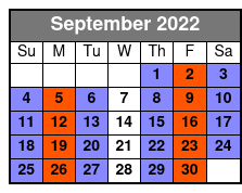 Legends in Concert Standard Seating September Schedule