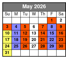 Legends in Concert Standard Seating May Schedule