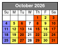 Legends in Concert Standard Seating October Schedule