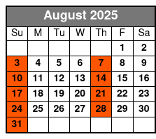 Dancing Queen Ultimate 70s Show August Schedule