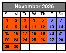 Parakeet Pete’s Waterfront Zipline November Schedule