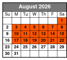 Grand Jubilee August Schedule